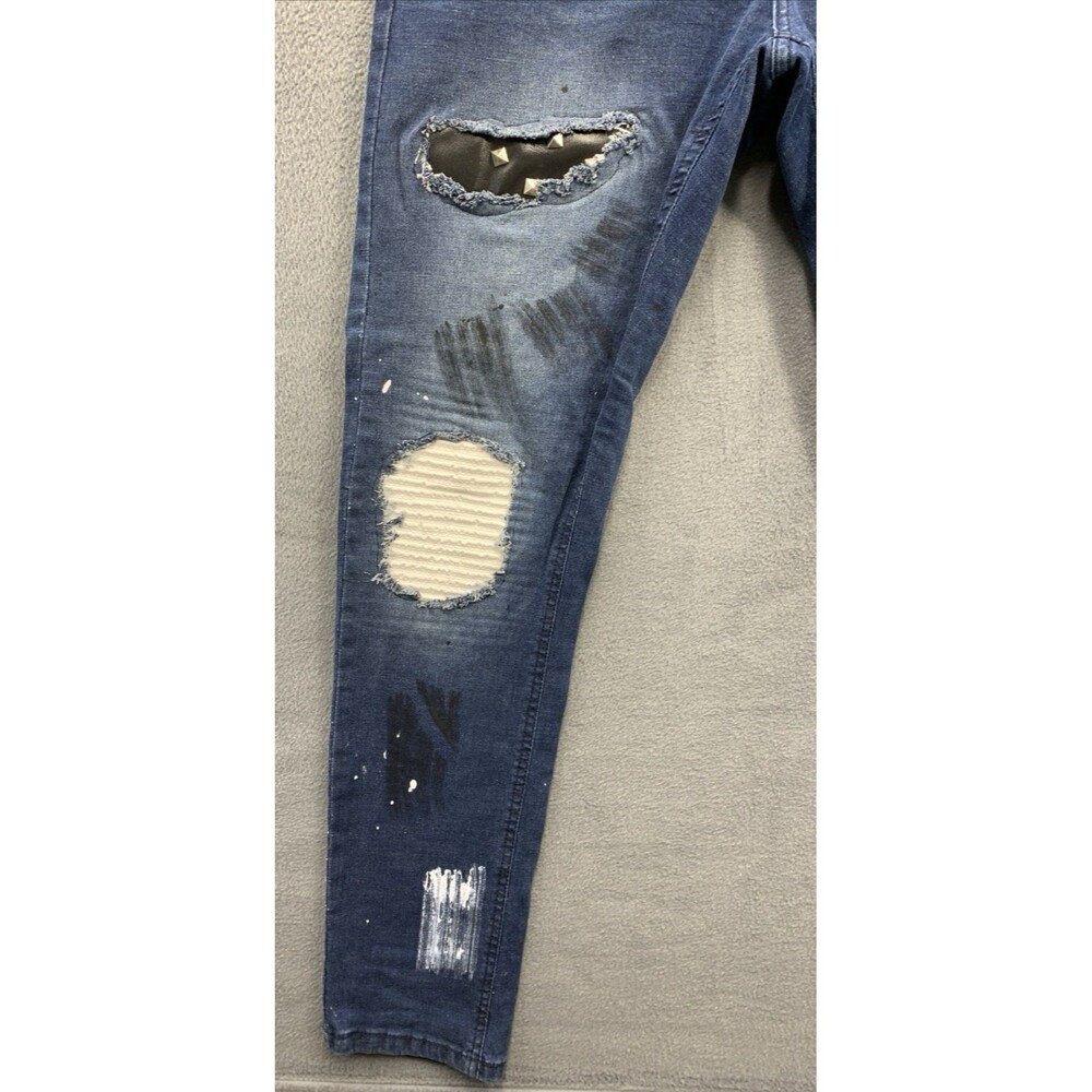 Brooklyn State Denim Jeans Men's Size 34 Blue Distressed Destroyed - Picture 10 of 16